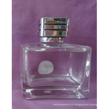 Garrafa de perfume de vidro da forma do retângulo 100ml com tampão de prata